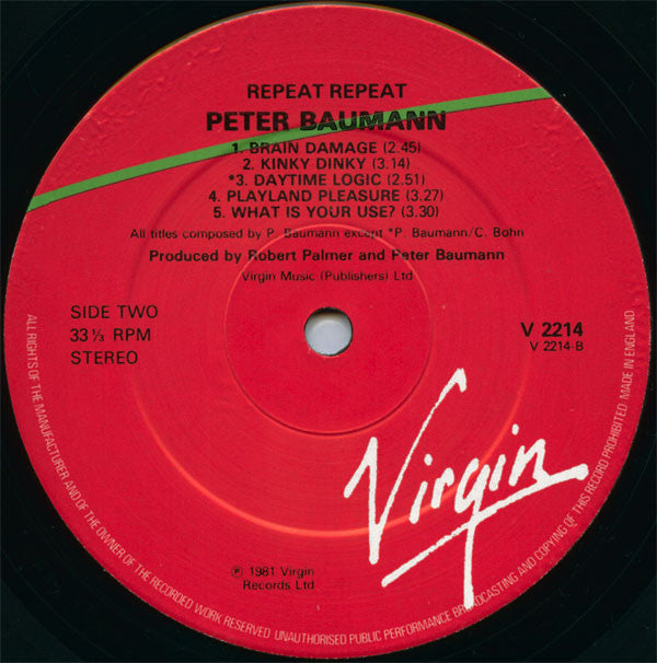 Peter Baumann : Repeat Repeat (LP, Album)
