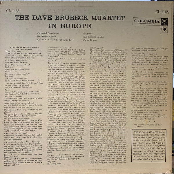 The Dave Brubeck Quartet : The Dave Brubeck Quartet In Europe (LP, Album, Mono, Hol)