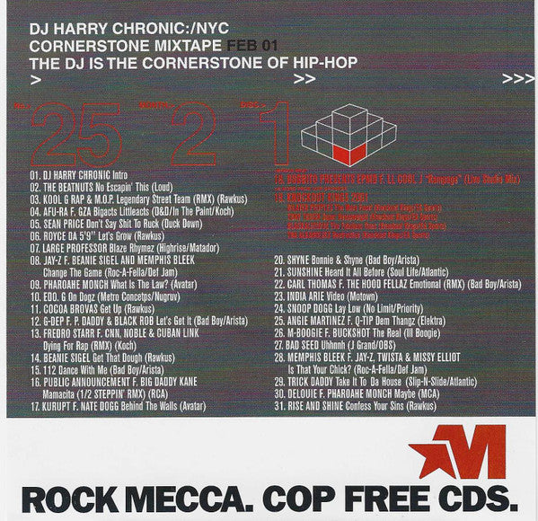 DJ Harry Chronic, Various : Cornerstone Mixtape #25 / Feb 01 (CD, Mixed, Mixtape, Promo + CD, Comp, Enh, Promo)