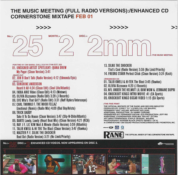 DJ Harry Chronic, Various : Cornerstone Mixtape #25 / Feb 01 (CD, Mixed, Mixtape, Promo + CD, Comp, Enh, Promo)