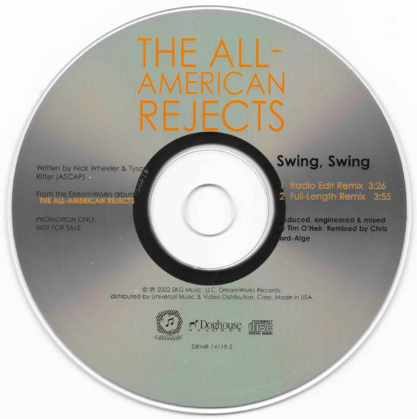 The All-American Rejects : Swing, Swing (CD, Single, Promo)