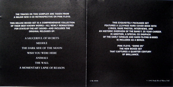 Pink Floyd : Shine On (Selections From The Box) (CD, Comp, Promo)