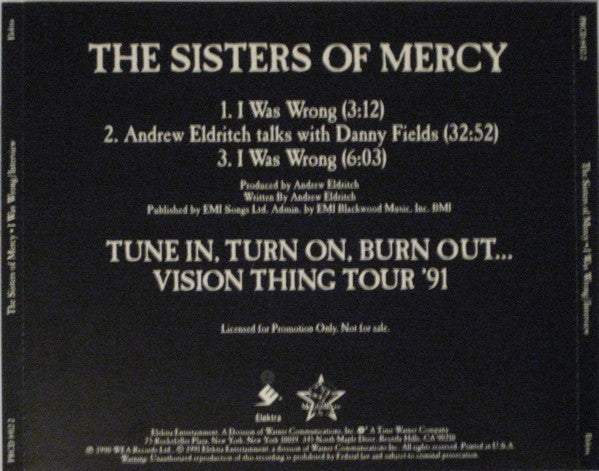 The Sisters Of Mercy : I Was Wrong / Interview (CD, Promo)