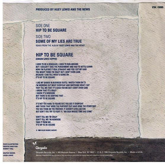 Huey Lewis & The News : Hip To Be Square (7", Single, Styrene, Pit)