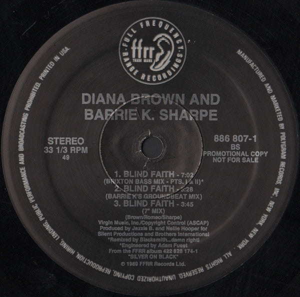 Diana Brown And Barrie K Sharpe* : Blind Faith (12", Promo)