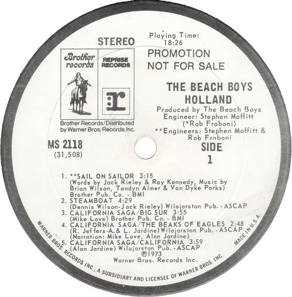 The Beach Boys : Holland  (LP, Album, Promo, San + 7", EP, Promo)