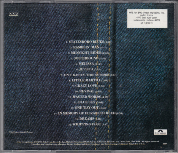 The Allman Brothers Band : A Decade Of Hits 1969 - 1979 (CD, Comp, Club)