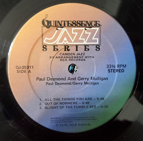Paul Desmond & Gerry Mulligan : Paul Desmond & Gerry Mulligan (LP)