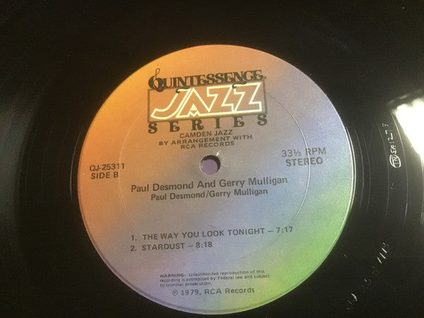 Paul Desmond & Gerry Mulligan : Paul Desmond & Gerry Mulligan (LP)