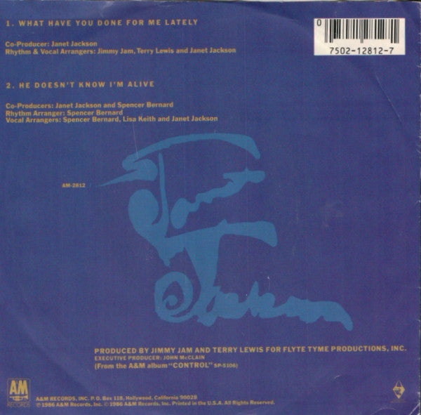 Janet Jackson : What Have You Done For Me Lately (7", Styrene, Ind)
