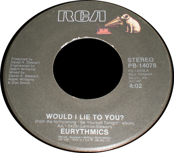 Eurythmics : Would I Lie To You? (7", Single)