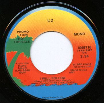 U2 : I Will Follow (7", Single, Mono, Promo)