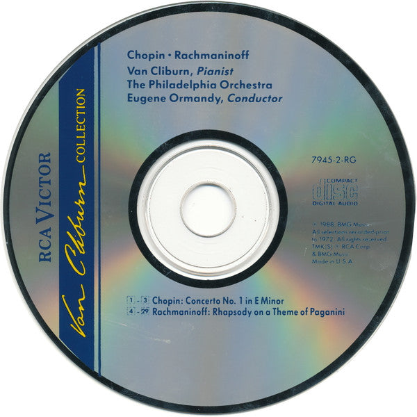 Frédéric Chopin / Sergei Vasilyevich Rachmaninoff, Van Cliburn, The Philadelphia Orchestra, Eugene Ormandy : Concerto No.1 / Rhapsody On A Theme Of Paganini (CD, Comp, RM)