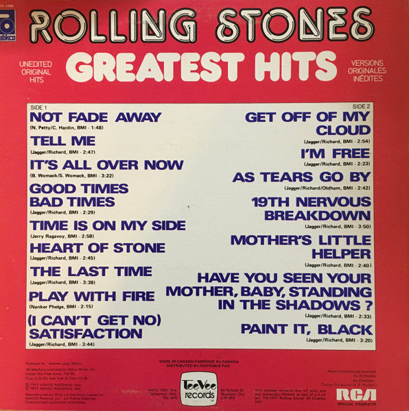 Rolling Stones* : Greatest Hits Vol. 1 (LP, Comp)