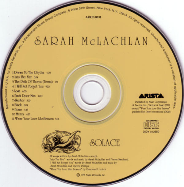 Sarah McLachlan : Solace (CD, Album, Club, RE)