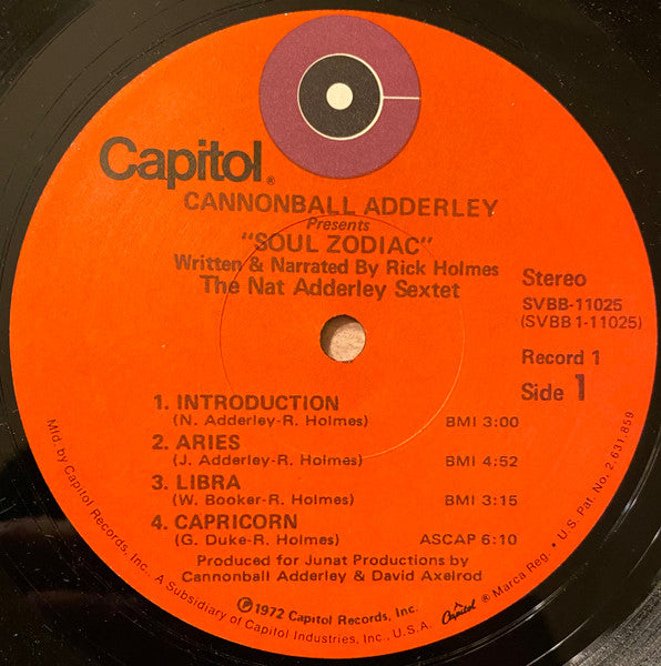Cannonball Adderley, Rick Holmes, Nat Adderley Sextet : Soul Zodiac (2xLP, Album, RP, Jac)