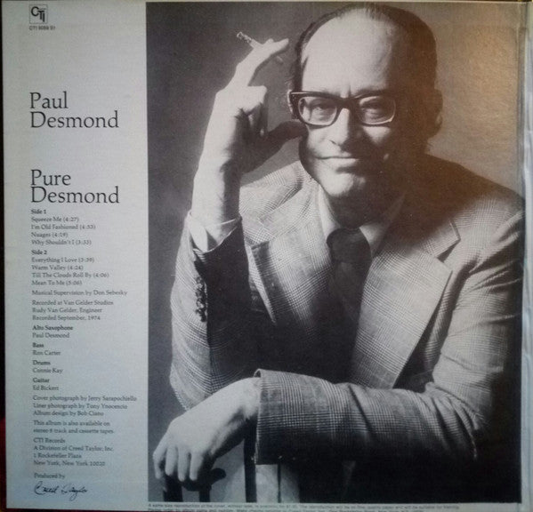 Paul Desmond : Pure Desmond (LP, Album, Gat)