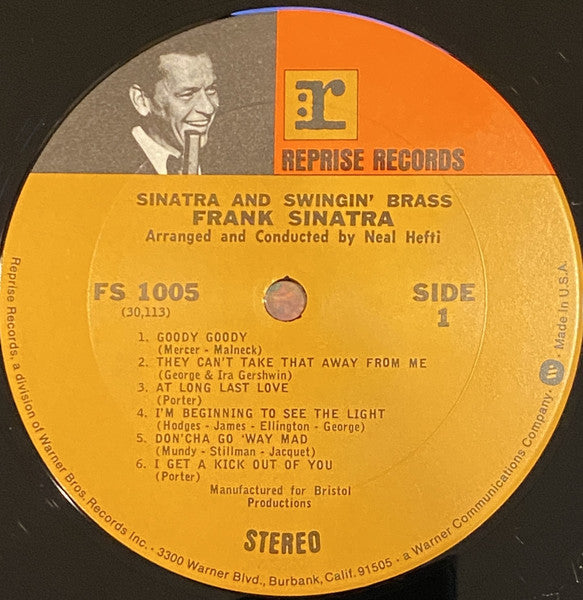 Frank Sinatra : Sinatra And Swingin' Brass (LP, Album, RE, RP, Pit)