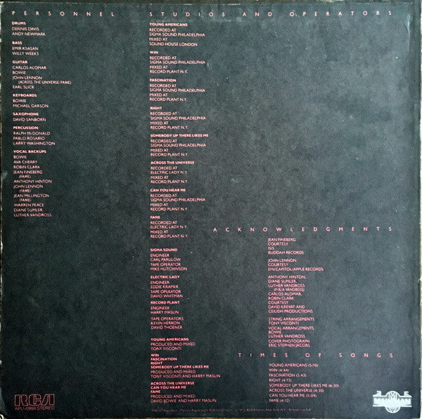 David Bowie : Young Americans (LP, Album, Hol)