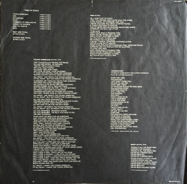 David Bowie : Young Americans (LP, Album, Hol)