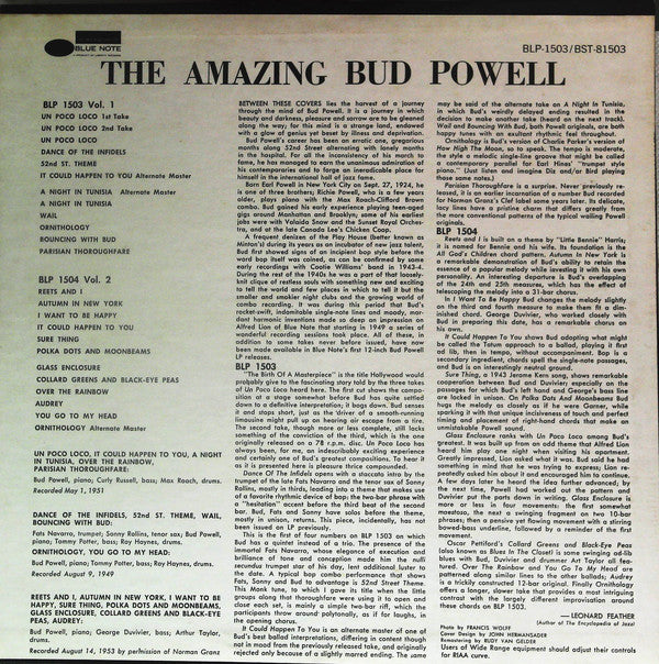 Bud Powell : The Amazing Bud Powell, Volume 1 (LP, Album, RE)