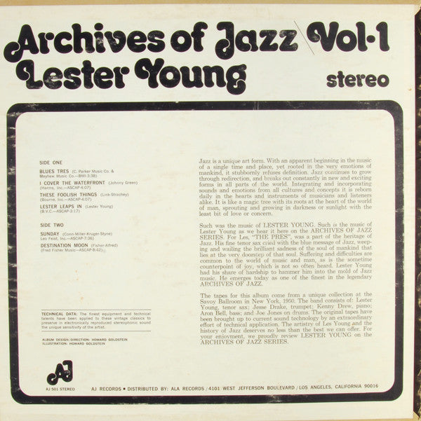 Lester Young : Archives Of Jazz Vol 1 (LP)