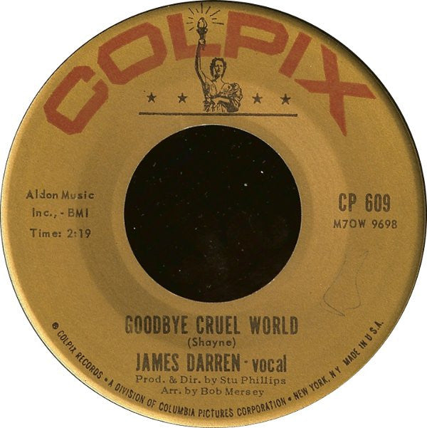 James Darren : Goodbye Cruel World / Valerie (7", Single, Roc)