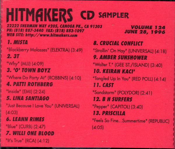 Various : HItmakers Top 40 CD Sampler Volume 124 June 28, 1996 (CD, Promo, Smplr)