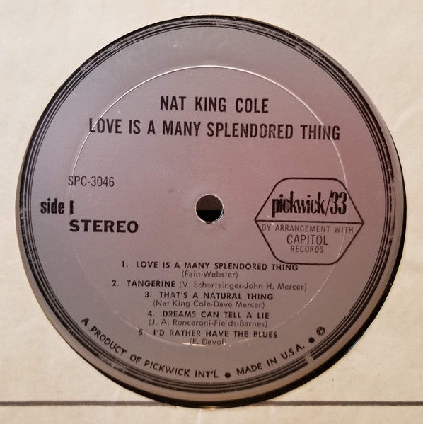Nat King Cole : Love Is A Many Splendored Thing (LP, Comp)