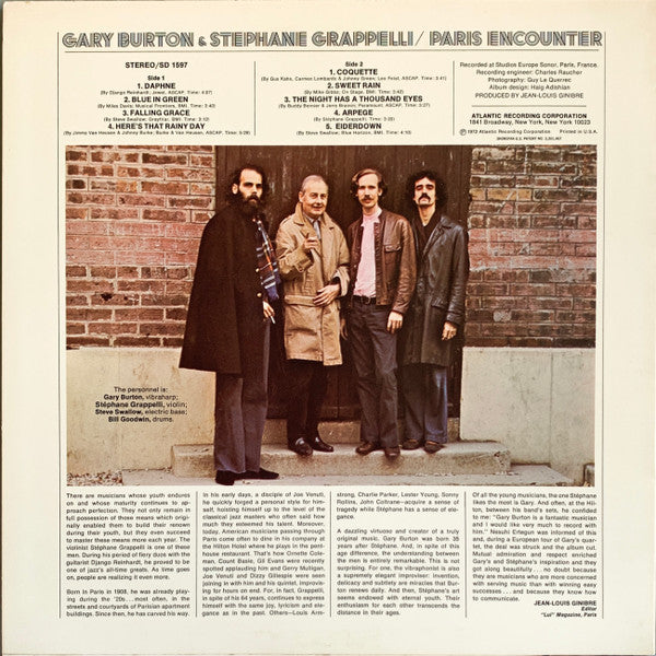 Gary Burton & Stéphane Grappelli : Paris Encounter (LP, Album, RP, PRC)