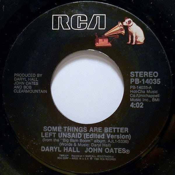 Daryl Hall & John Oates : Some Things Are Better Left Unsaid (7", Single, Styrene, Ind)