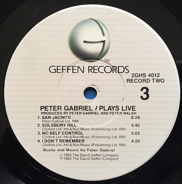 Peter Gabriel : Plays Live (2xLP, Album, Jac)