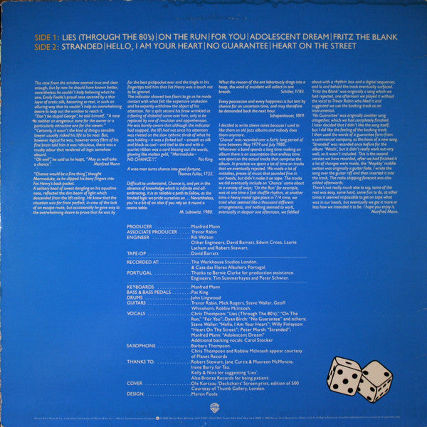 Manfred Mann's Earth Band : Chance (LP, Album, Jac)