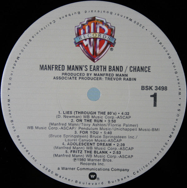 Manfred Mann's Earth Band : Chance (LP, Album, Jac)