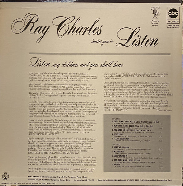 Ray Charles : Listen (LP, Album)