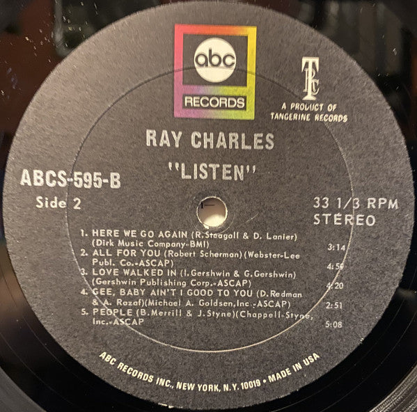 Ray Charles : Listen (LP, Album)