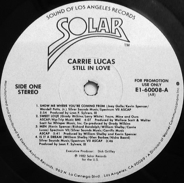 Carrie Lucas : Still In Love (LP, Album, Promo, AR)
