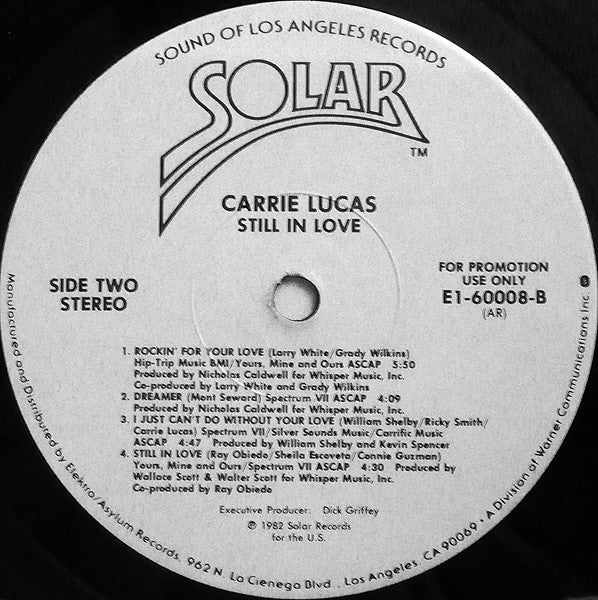Carrie Lucas : Still In Love (LP, Album, Promo, AR)
