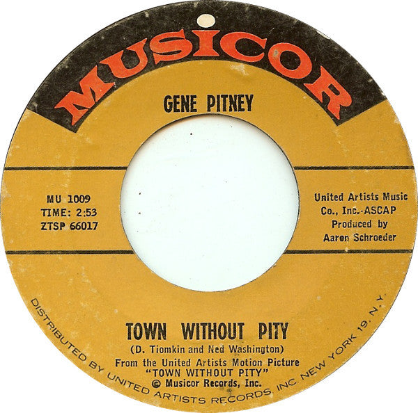 Gene Pitney : Town Without Pity  (7", Single, Mono, Styrene, Bri)
