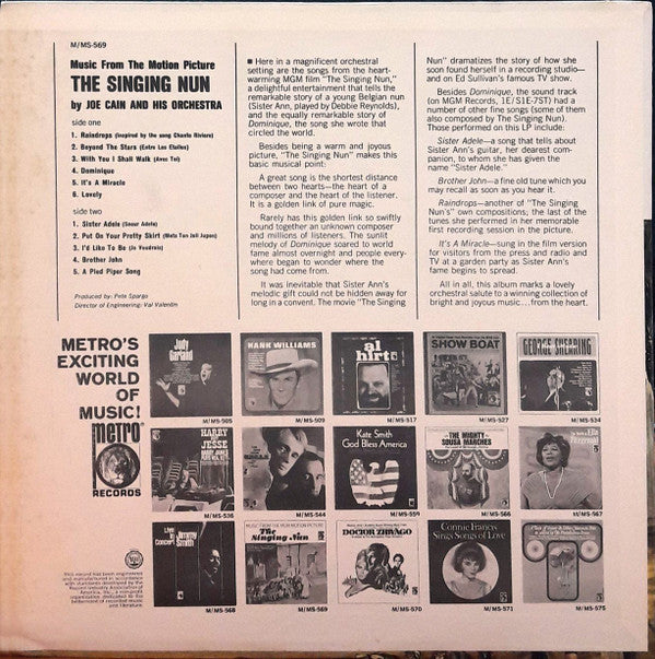 Joe Cain And His Orchestra* : Music From The MGM Motion Picture The Singing Nun  (LP, Album)