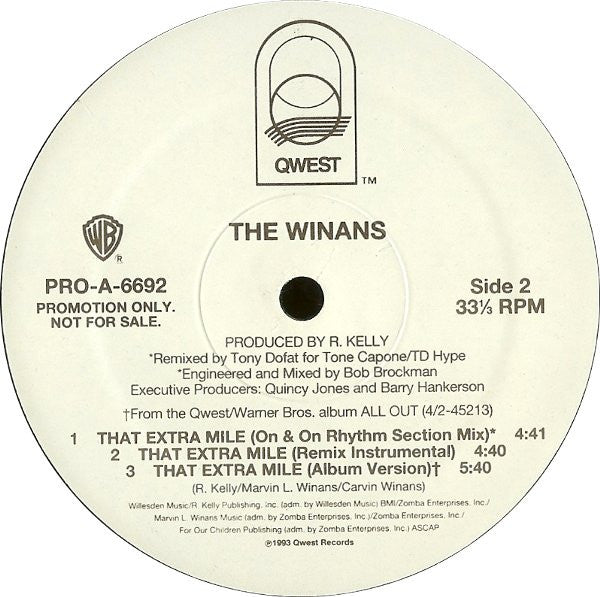 The Winans : That Extra Mile (12", Promo)