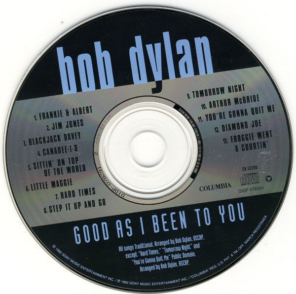 Bob Dylan : Good As I Been To You (CD, Album)