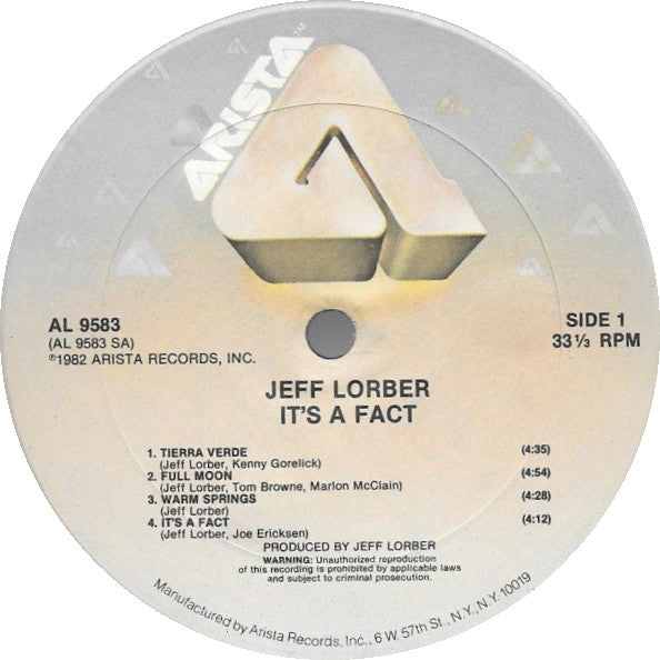 Jeff Lorber : It's A Fact (LP, Album, Hau)