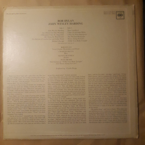 Bob Dylan : John Wesley Harding (LP, Album, M/Print, Ter)