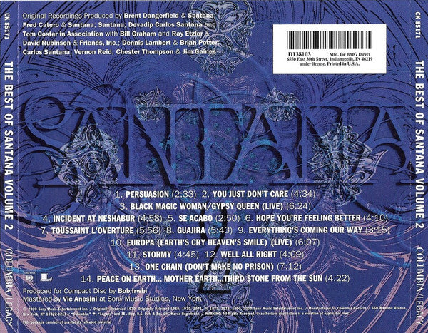 Santana : The Best Of Santana Volume 2 (CD, Comp, Club)