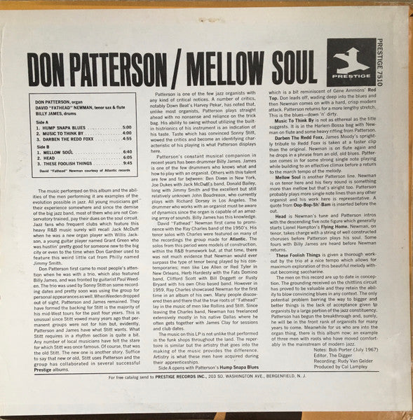 Don Patterson : Mellow Soul (LP)