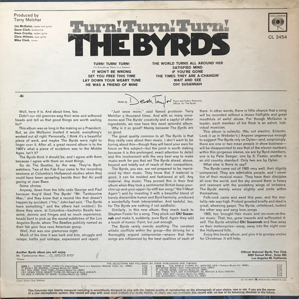 The Byrds : Turn! Turn! Turn! (LP, Album, Mono, Ter)