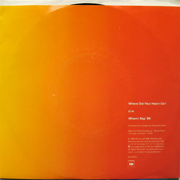 Wham! : Where Did Your Heart Go? (7", Styrene, Pit)