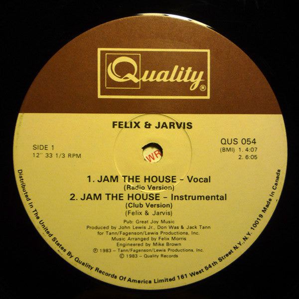 Felix & Jarvis : Jam The House (12")