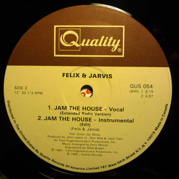 Felix & Jarvis : Jam The House (12")